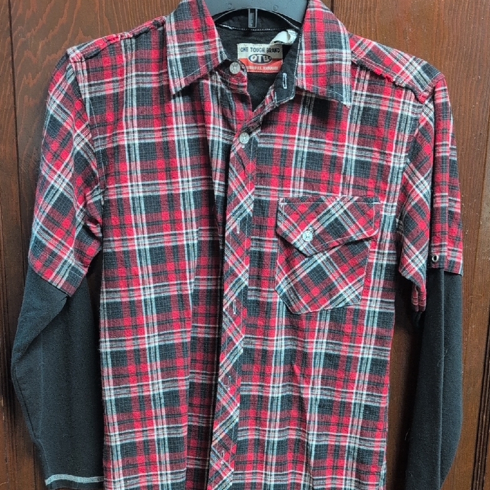 Red and Black Plaid Boys Shirt